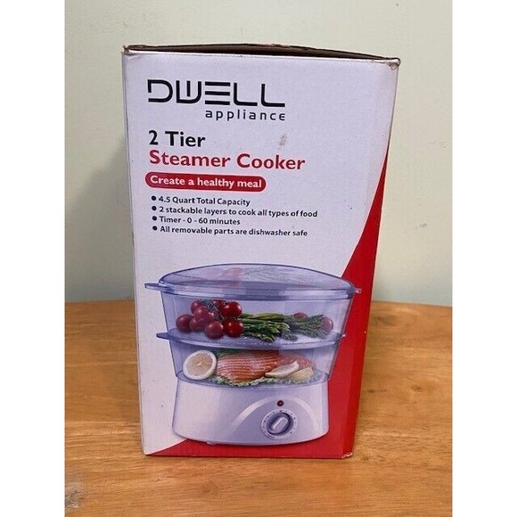Dwell Appliance 2 Tier Steamer/Cooker 4.5 Quart Dishwasher Safe New Open Box - Picture 4 of 8